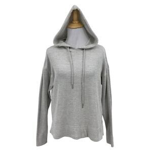 Straight Down Hoodie Womens S Small Ash Waffle Knit Stretch Drawstring Pullover